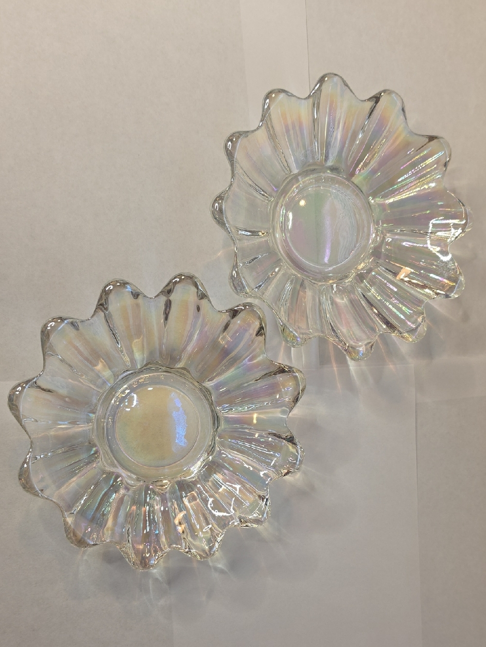 Sunburst Iridescent Glass Dishes - Set of 2